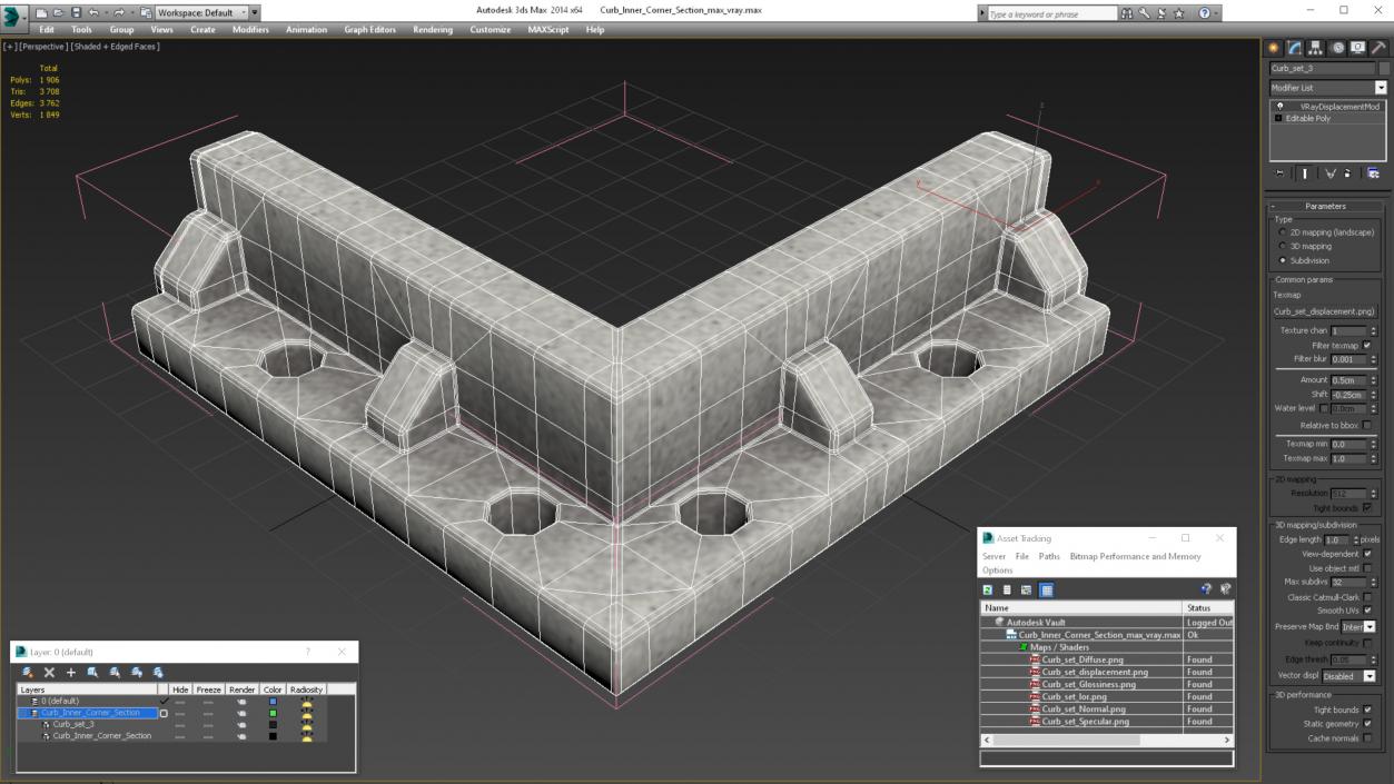 3D model Curb Inner Corner Section