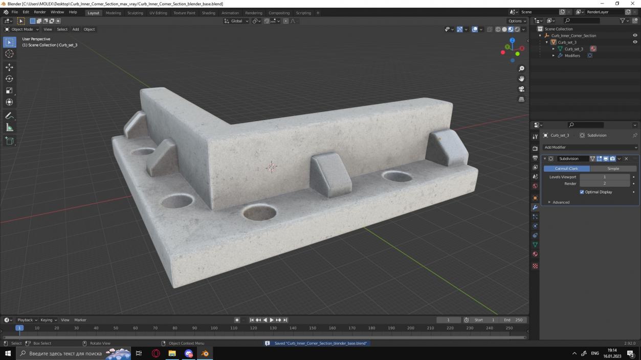 3D model Curb Inner Corner Section