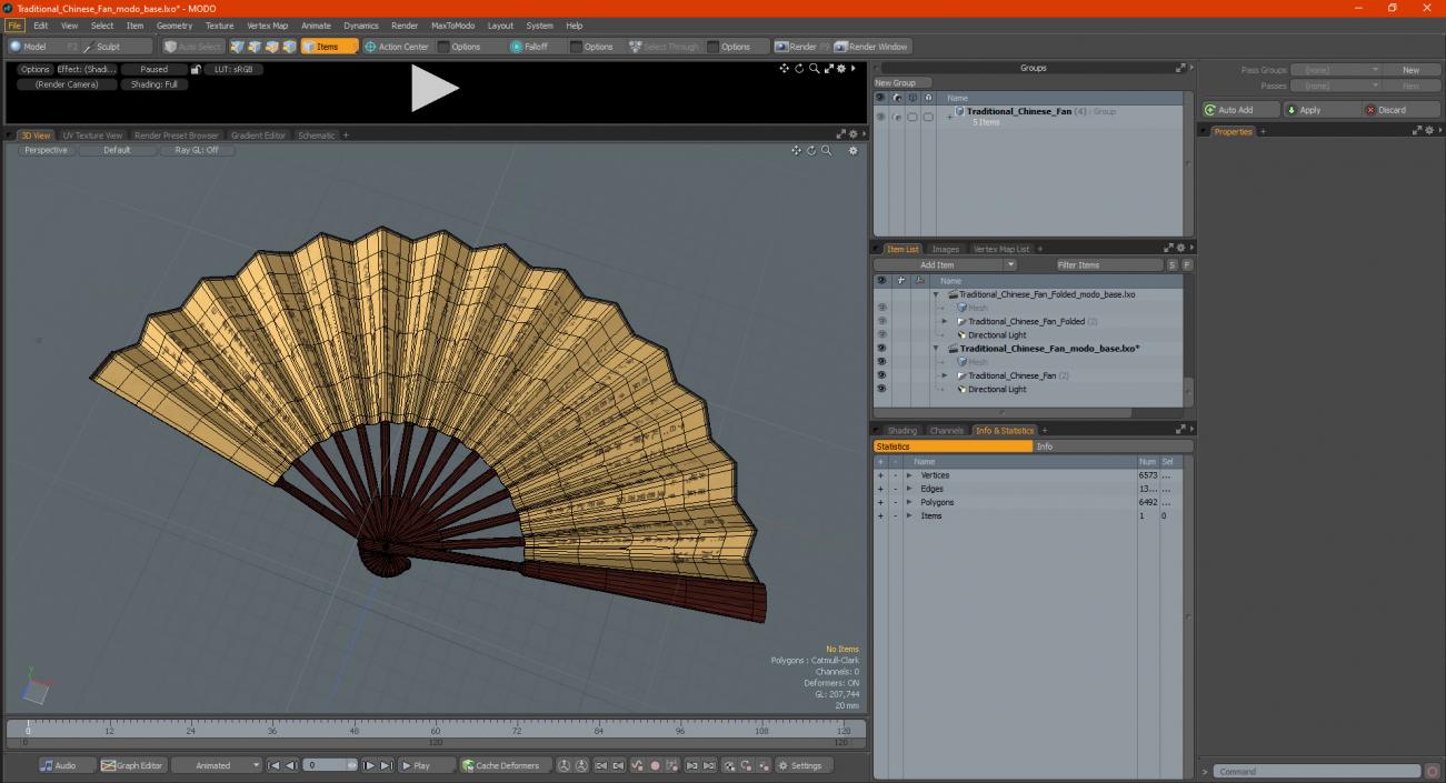 3D Traditional Chinese Fan model