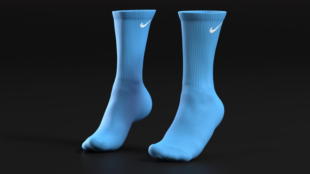 3D Long Socks Nike Blue on The Foot Standing Toes