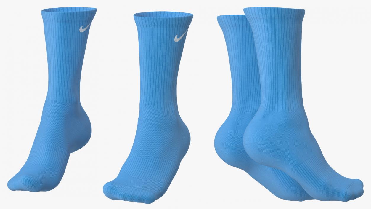 3D Long Socks Nike Blue on The Foot Standing Toes