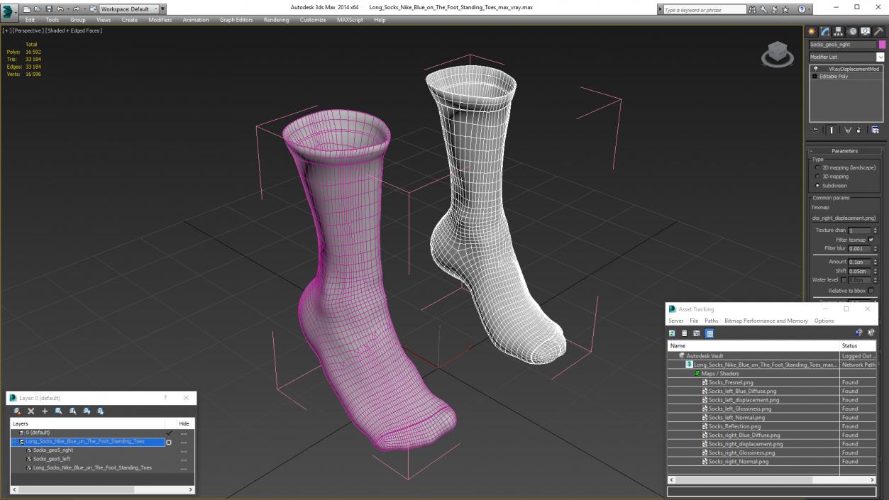 3D Long Socks Nike Blue on The Foot Standing Toes