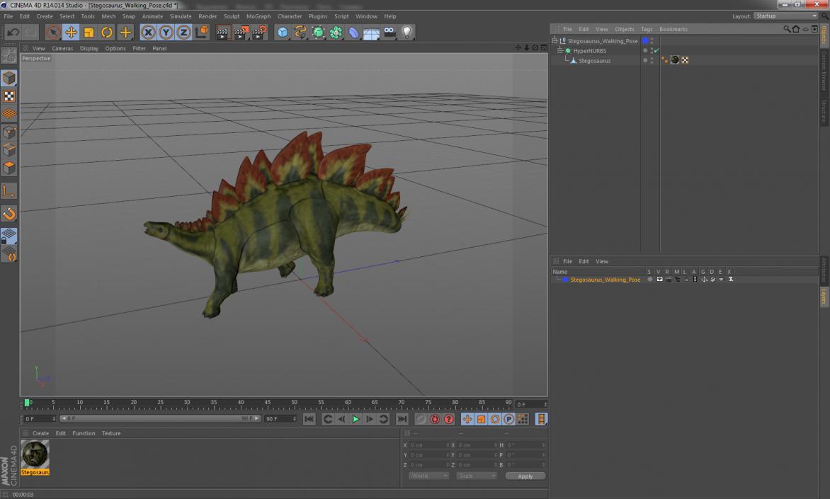 Stegosaurus Walking Pose 3D model