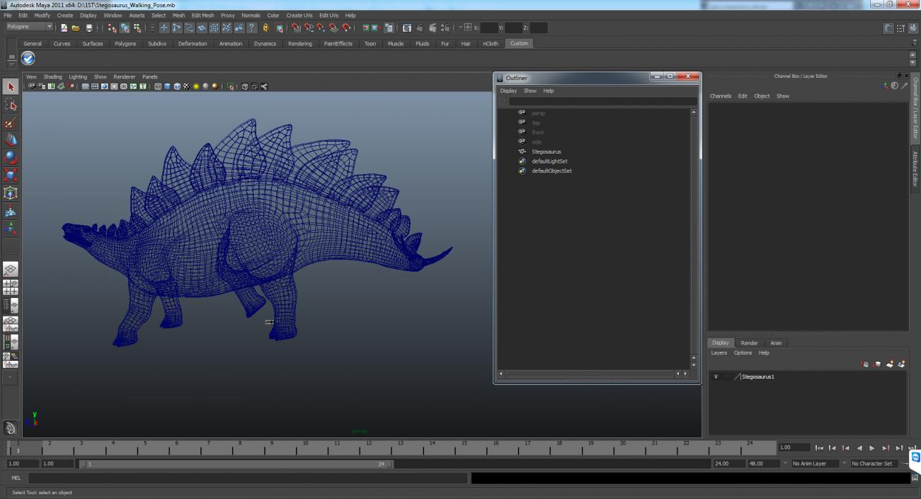 Stegosaurus Walking Pose 3D model