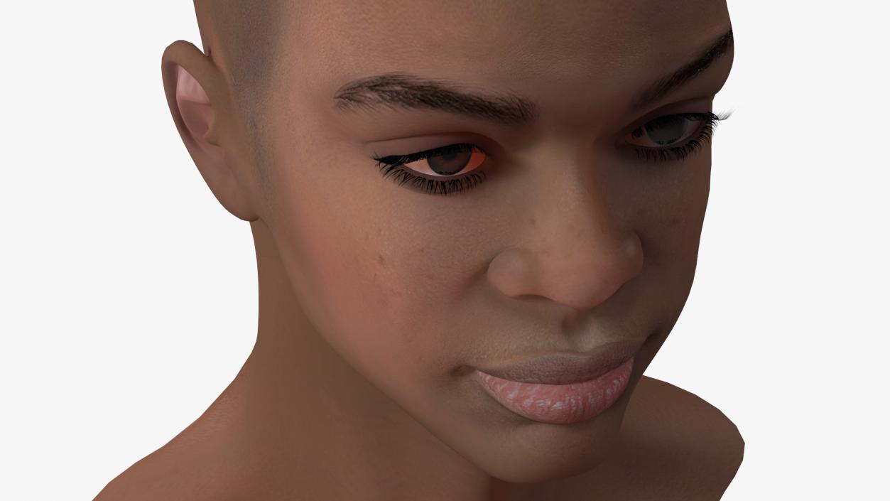 3D Dark Skin Teenager Head model