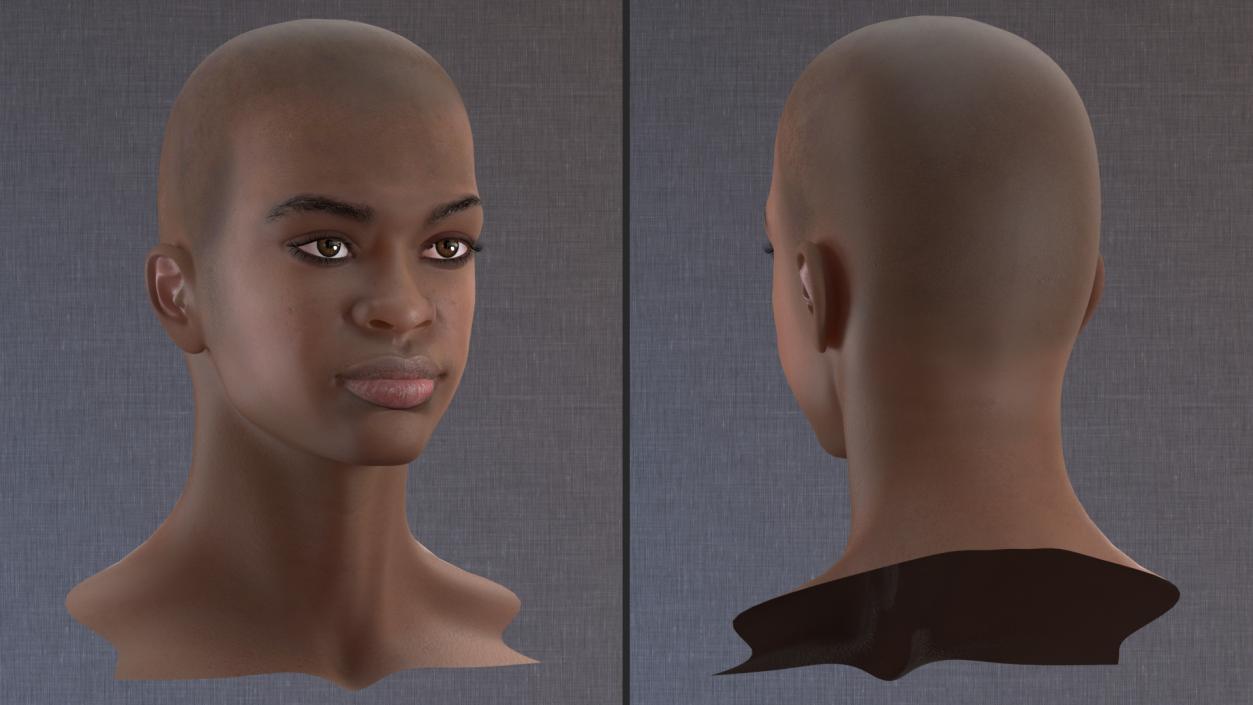 3D Dark Skin Teenager Head model