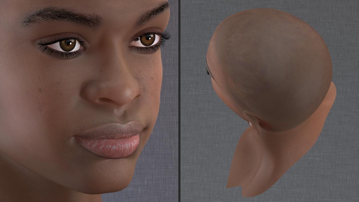 3D Dark Skin Teenager Head model