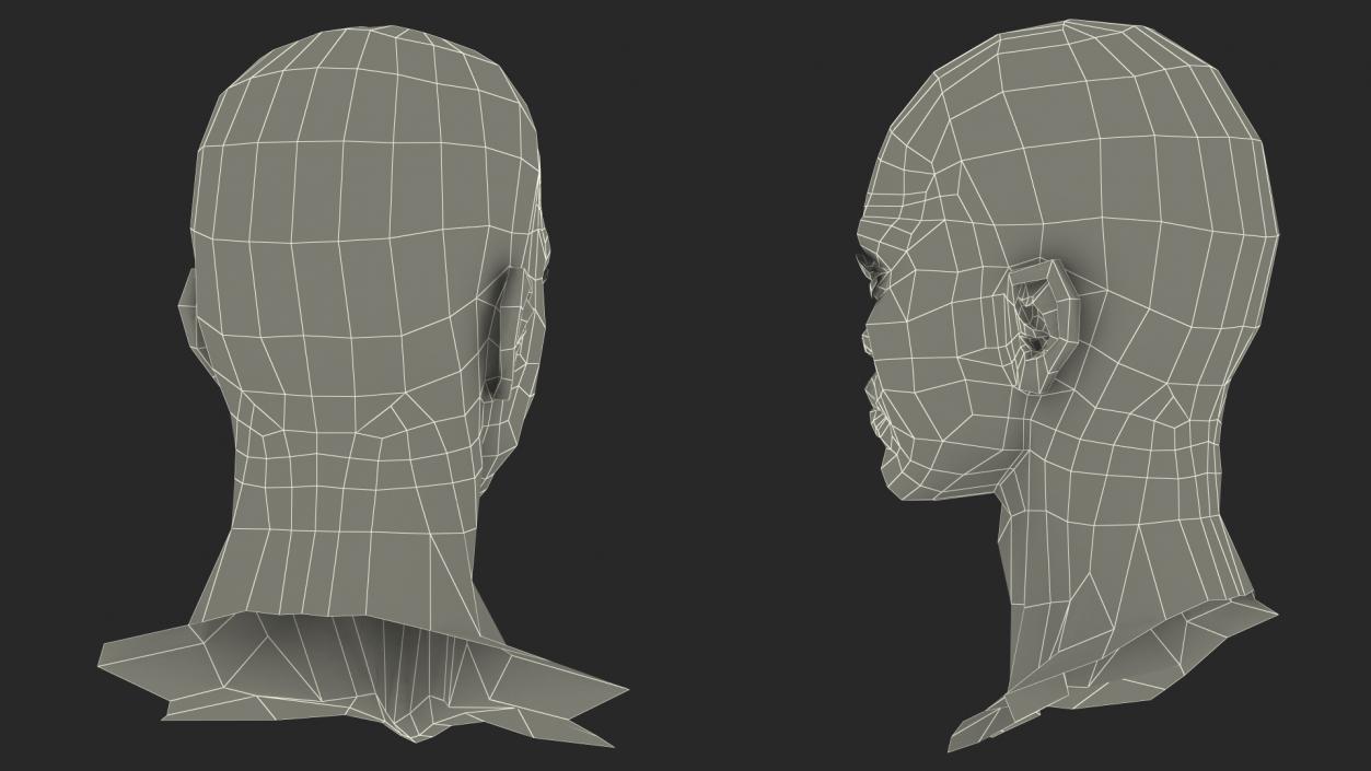 3D Dark Skin Teenager Head model