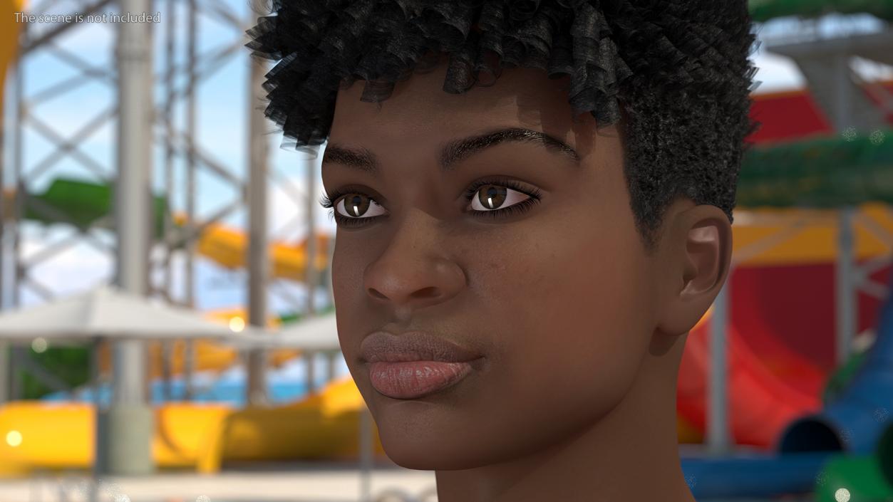 3D Dark Skin Teenager Head model