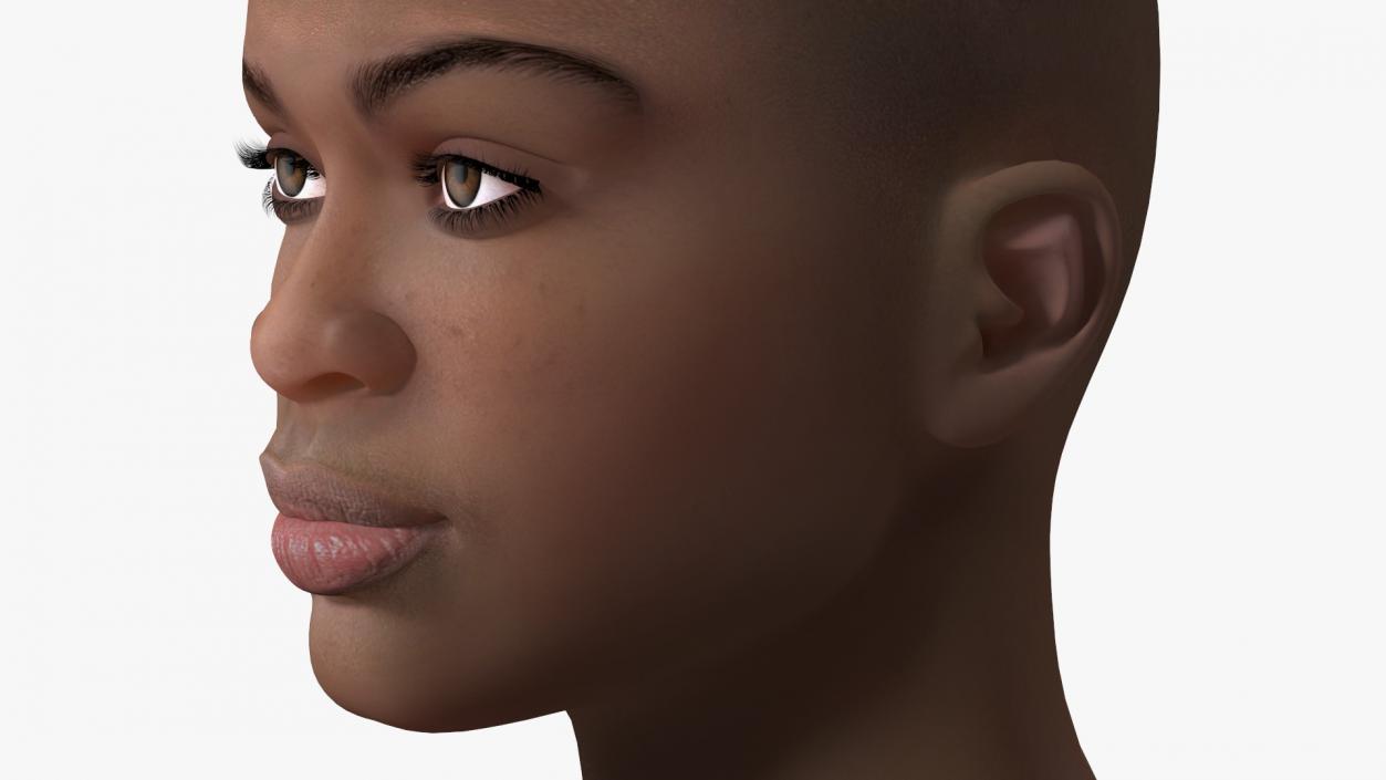 3D Dark Skin Teenager Head model