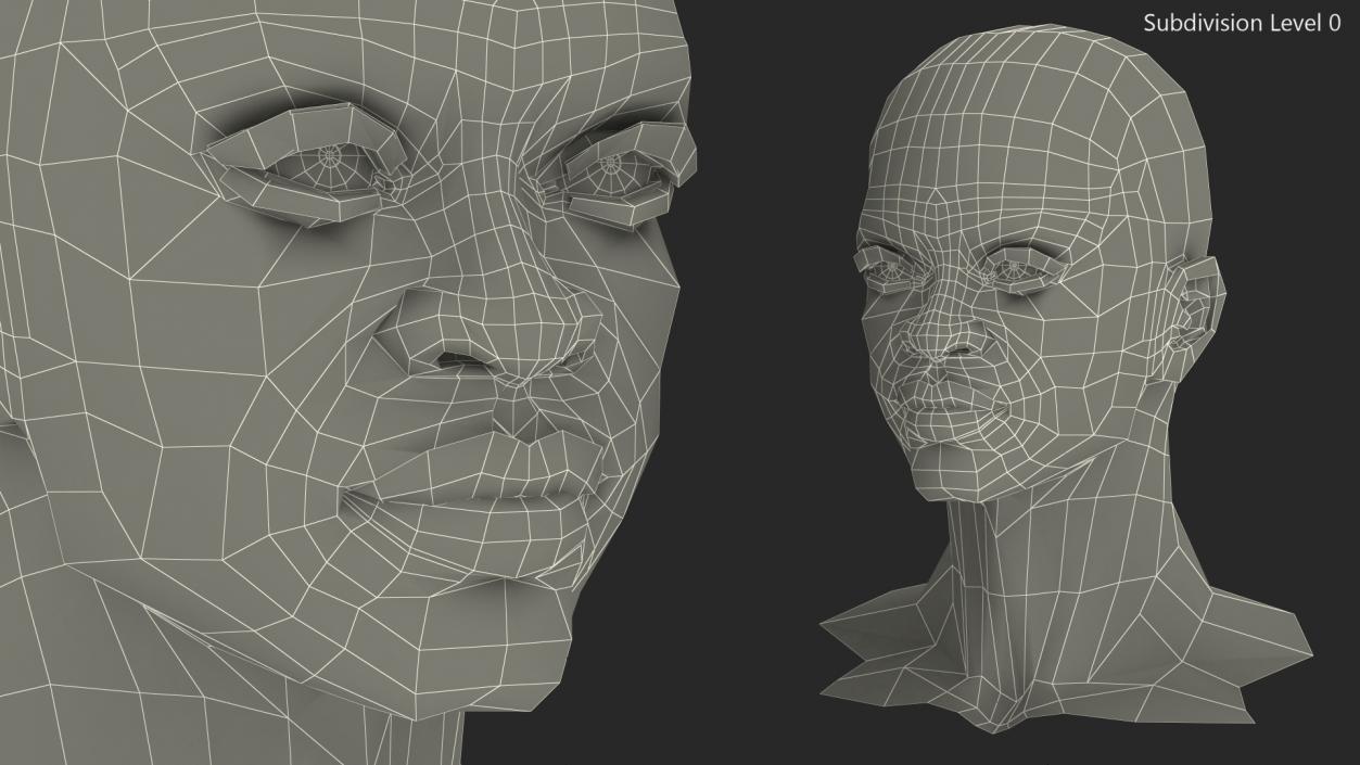 3D Dark Skin Teenager Head model