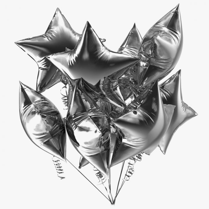 3D Helium Star Shape Balloons Bouquet Silver