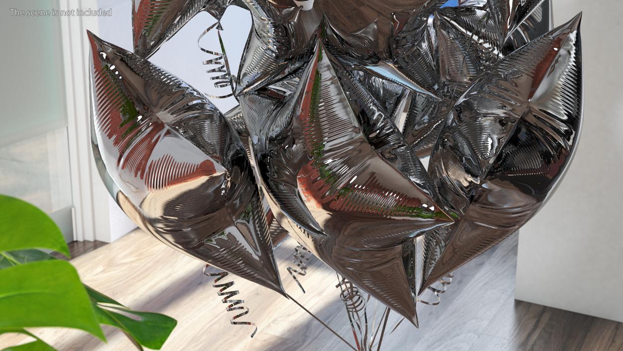 3D Helium Star Shape Balloons Bouquet Silver