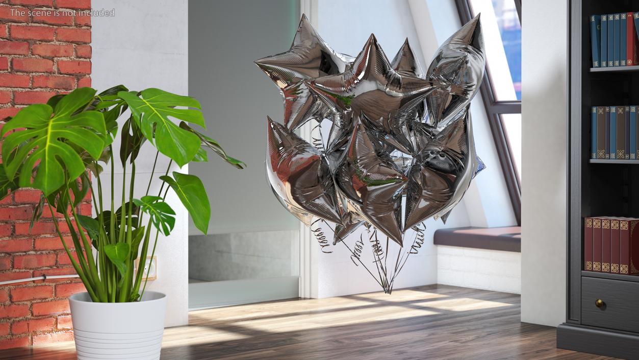 3D Helium Star Shape Balloons Bouquet Silver