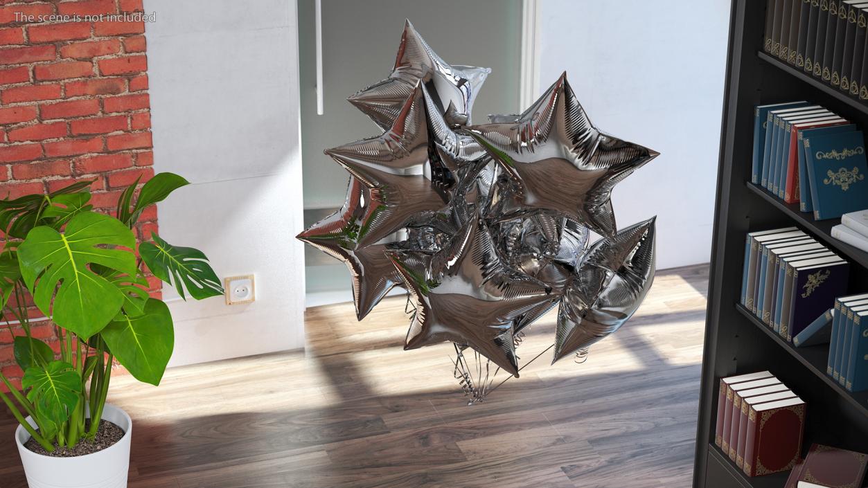 3D Helium Star Shape Balloons Bouquet Silver