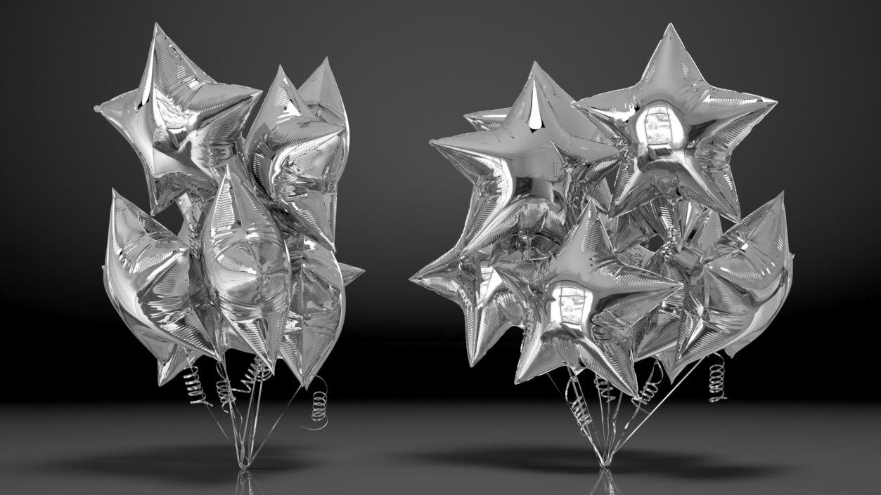 3D Helium Star Shape Balloons Bouquet Silver