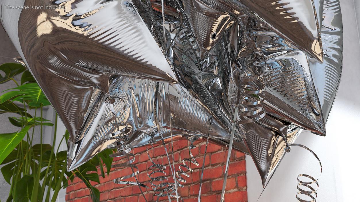 3D Helium Star Shape Balloons Bouquet Silver