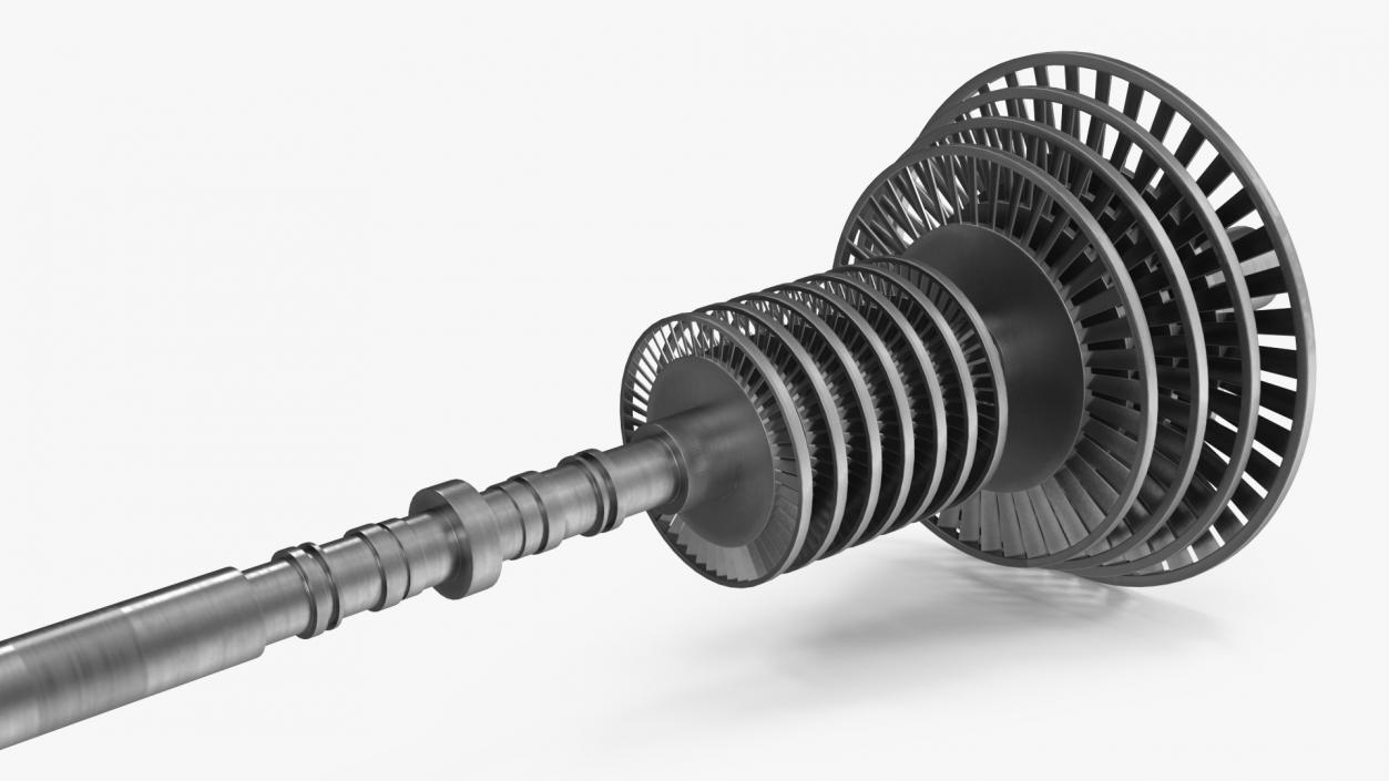 3D Steam Turbine Shaft with Blades