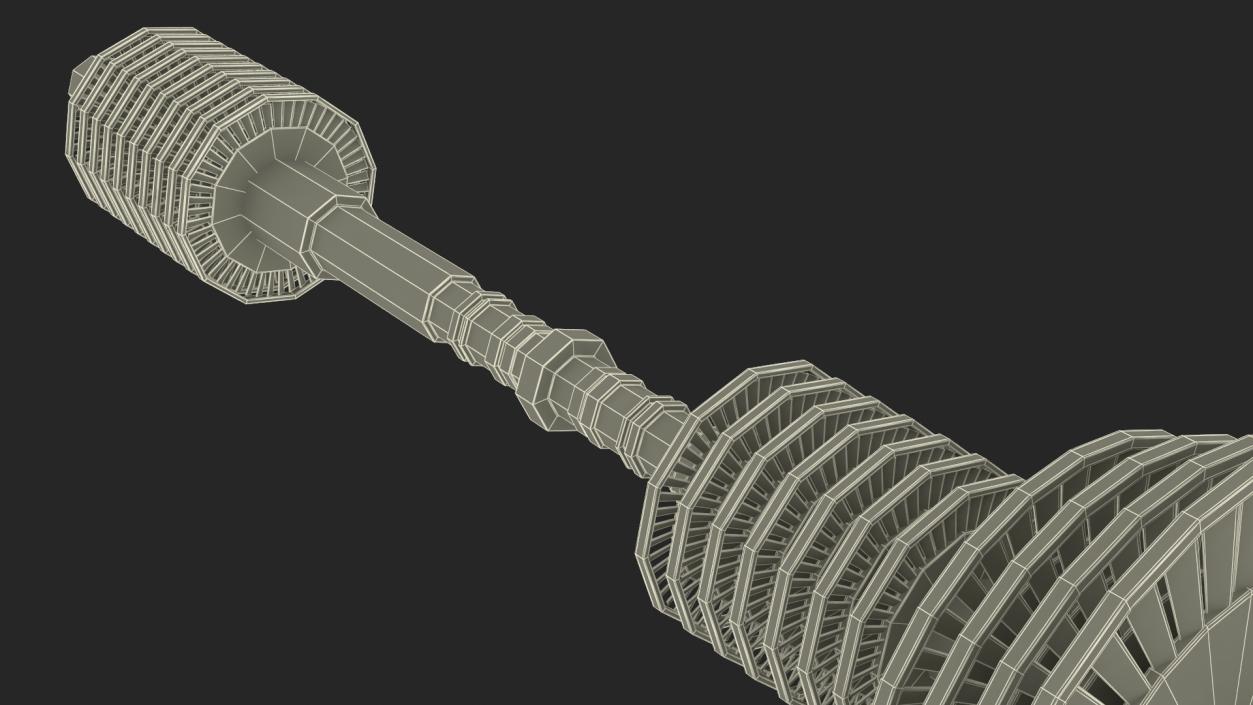 3D Steam Turbine Shaft with Blades