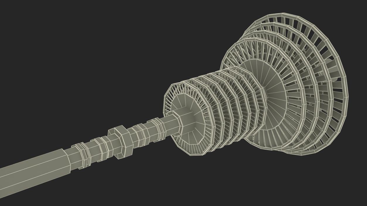 3D Steam Turbine Shaft with Blades