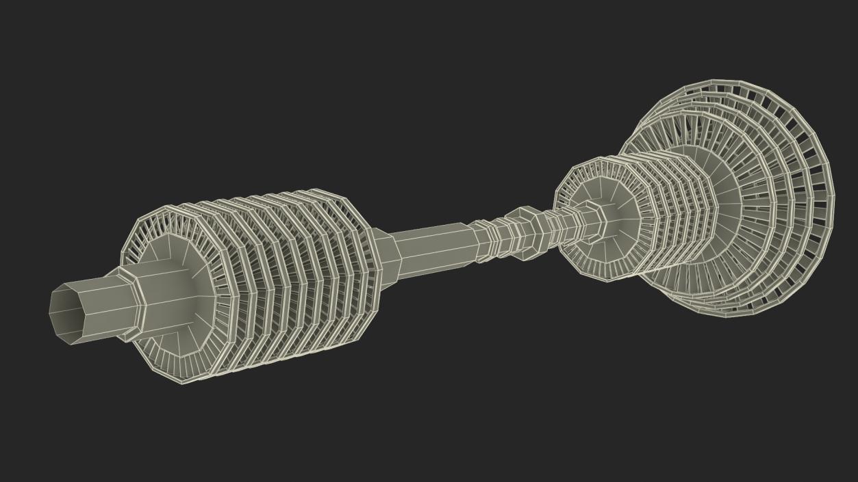 3D Steam Turbine Shaft with Blades