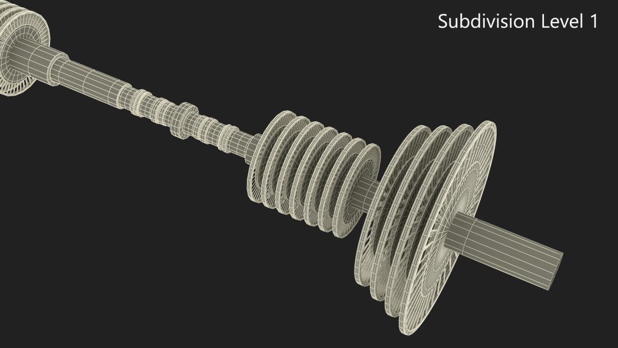 3D Steam Turbine Shaft with Blades