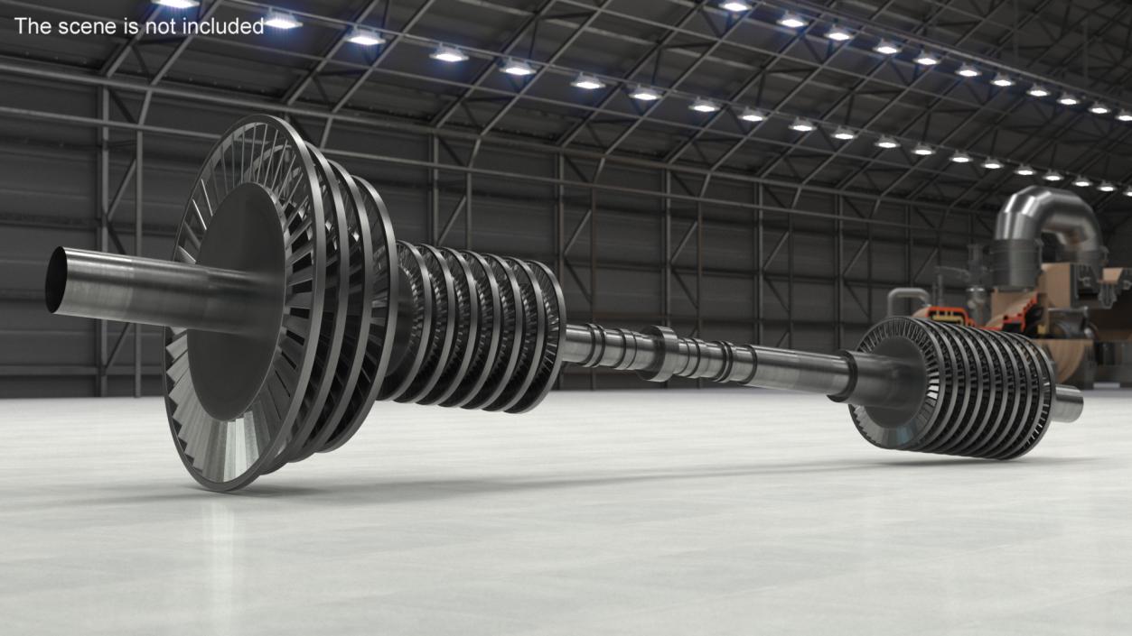 3D Steam Turbine Shaft with Blades