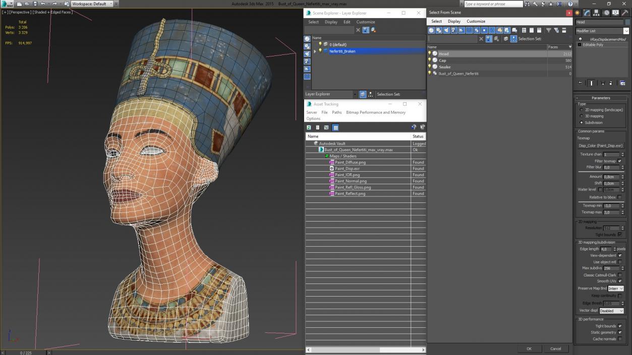 3D Bust of Queen Nefertiti model