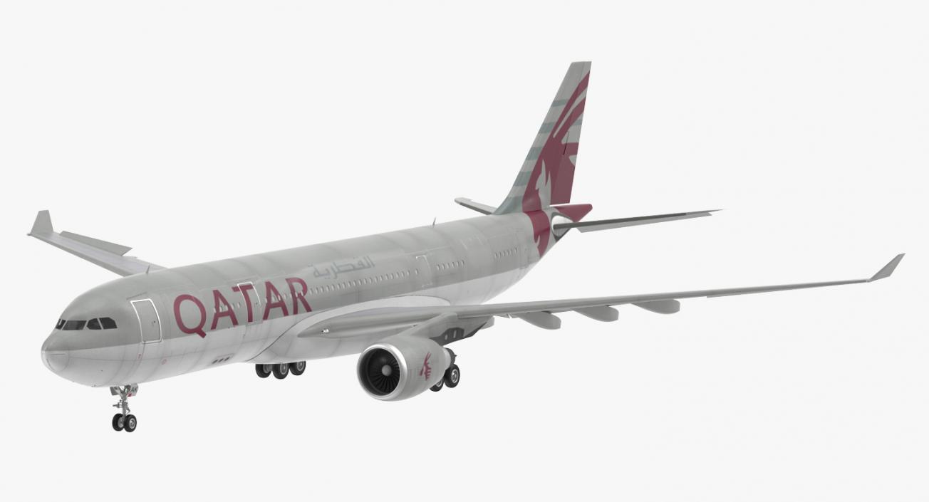 3D Airbus A330 P2F Qatar Rigged model