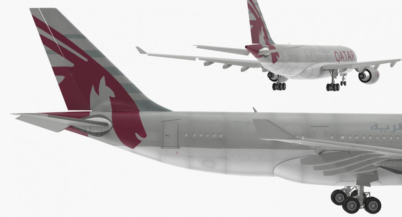 3D Airbus A330 P2F Qatar Rigged model