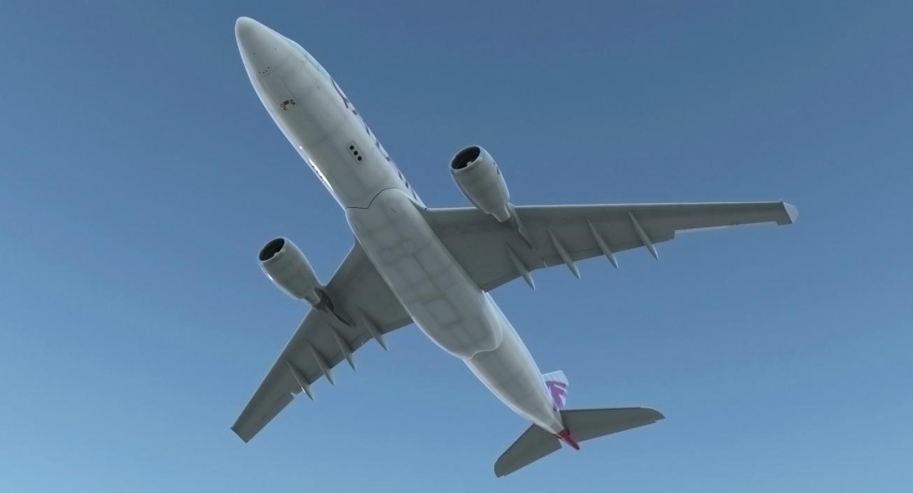 3D Airbus A330 P2F Qatar Rigged model