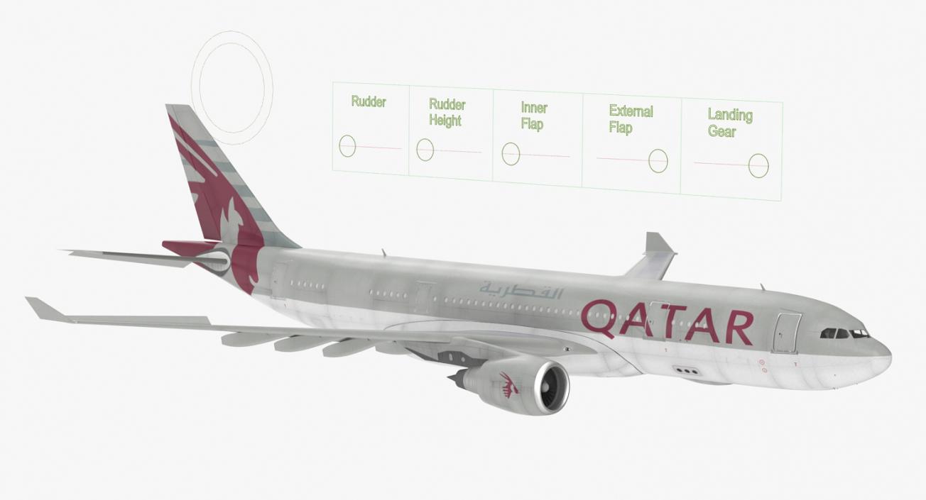 3D Airbus A330 P2F Qatar Rigged model