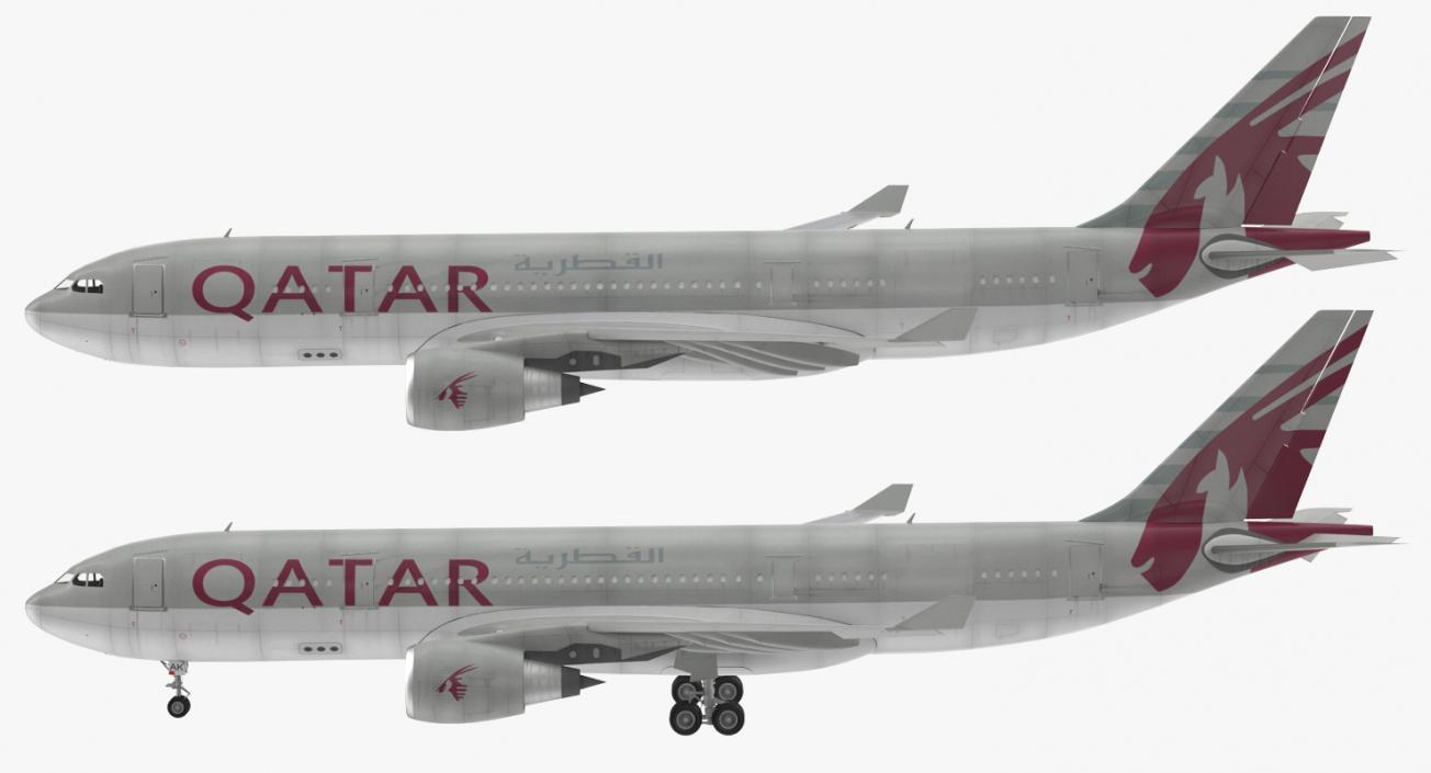 3D Airbus A330 P2F Qatar Rigged model