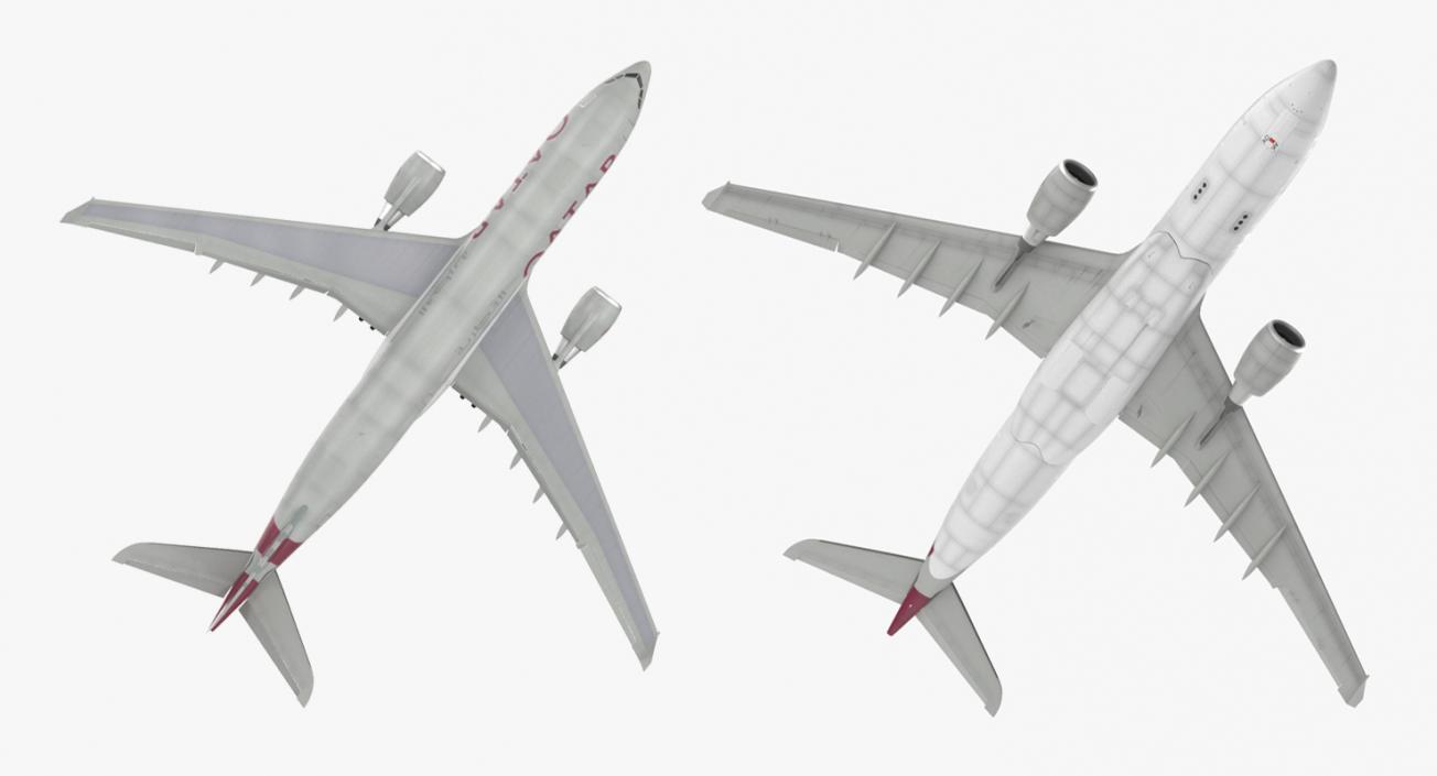 3D Airbus A330 P2F Qatar Rigged model