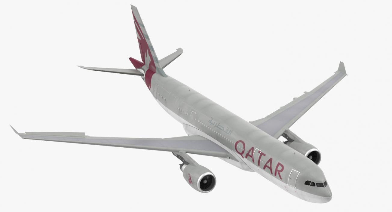 3D Airbus A330 P2F Qatar Rigged model