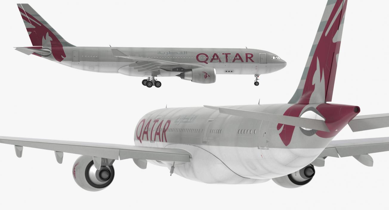 3D Airbus A330 P2F Qatar Rigged model