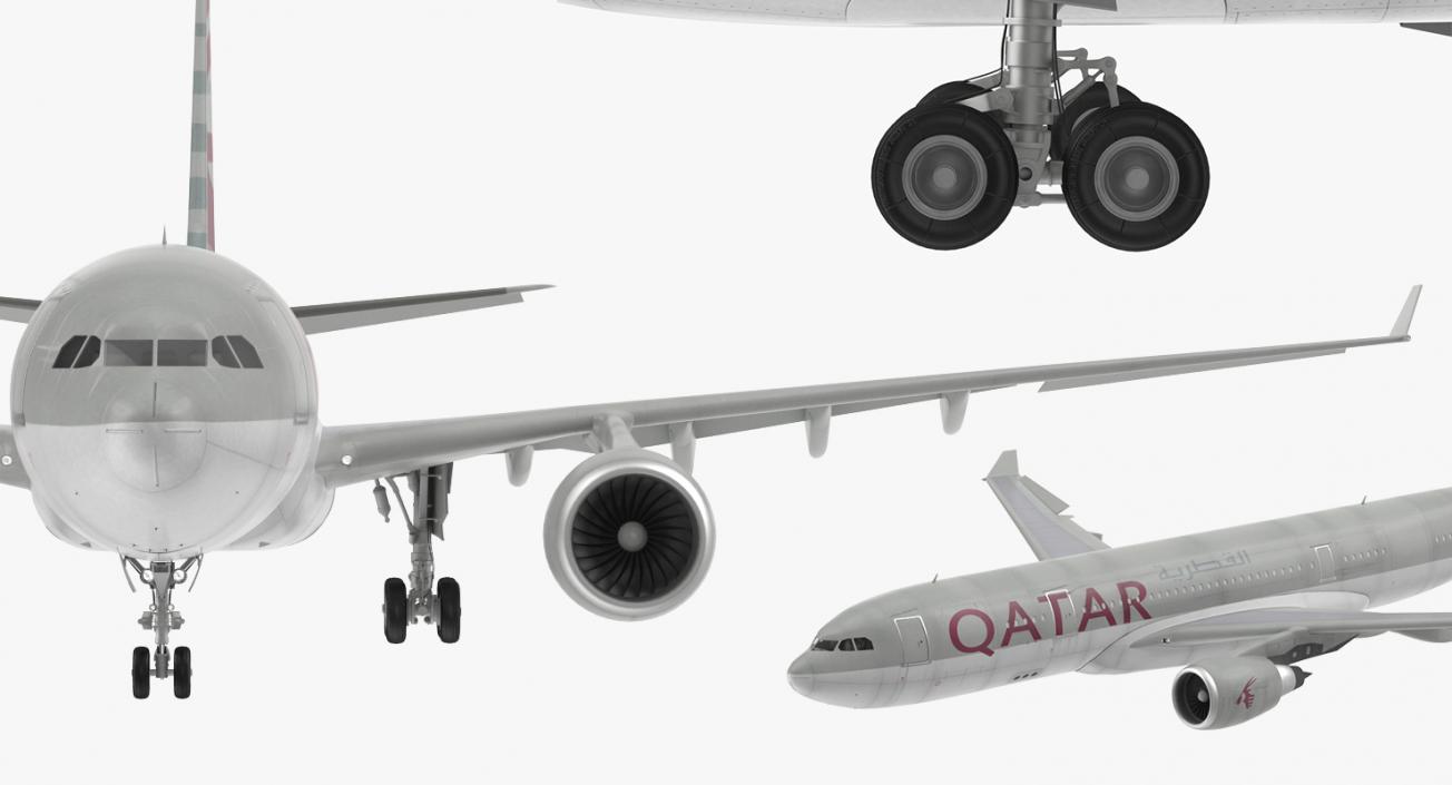 3D Airbus A330 P2F Qatar Rigged model