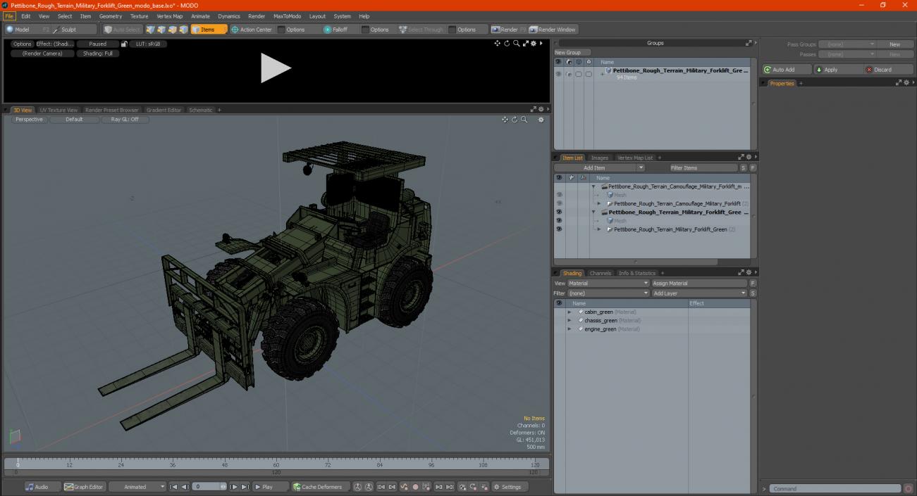 Pettibone Rough Terrain Military Forklift Green 3D