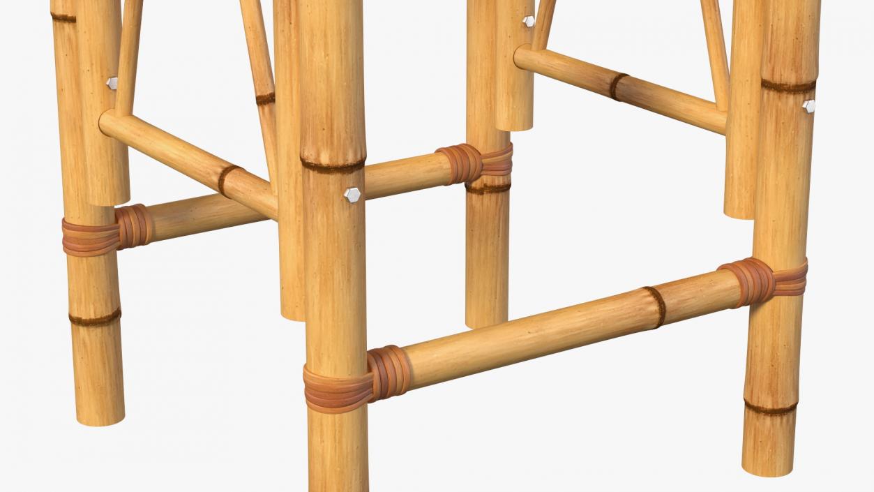 3D Bamboo Bar Stool Square model