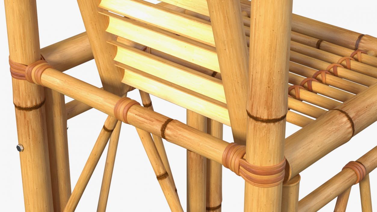 3D Bamboo Bar Stool Square model