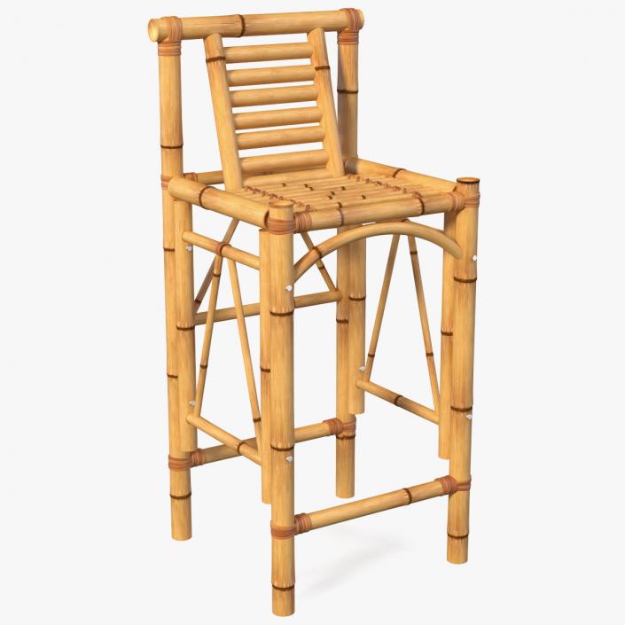 3D Bamboo Bar Stool Square model