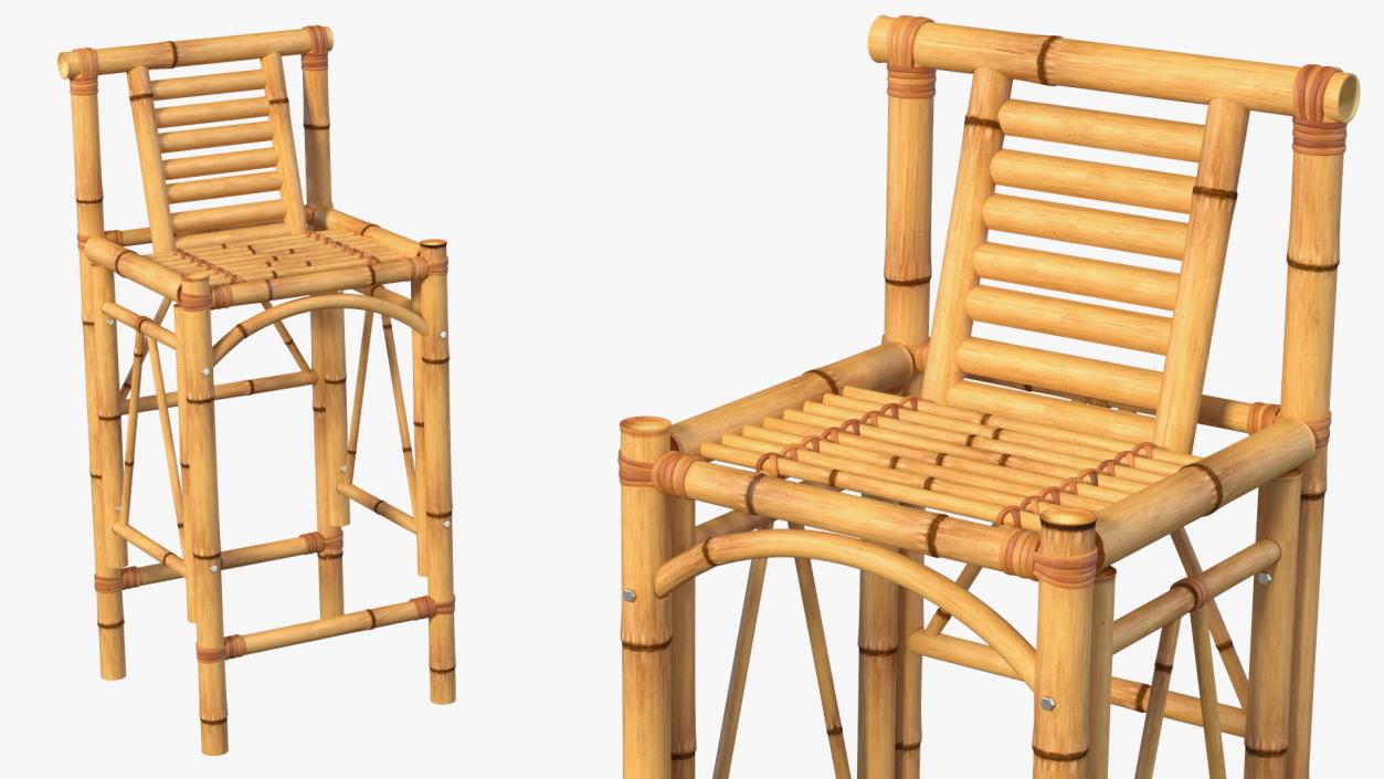 3D Bamboo Bar Stool Square model