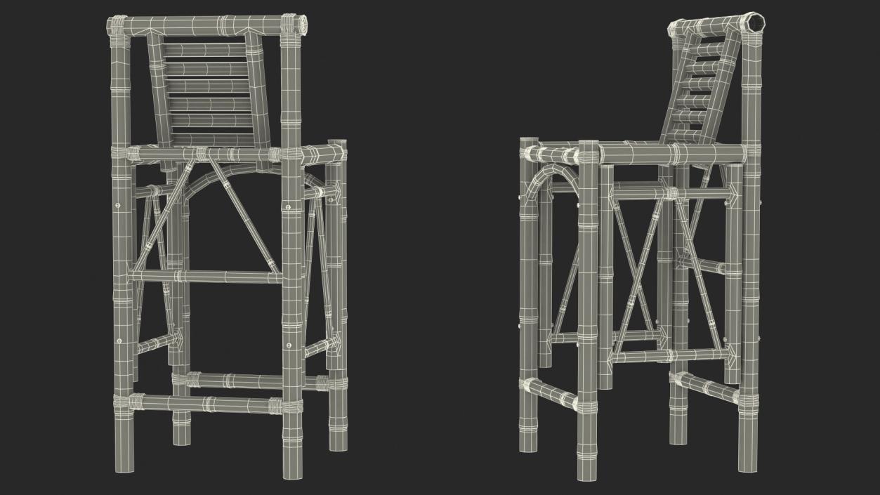 3D Bamboo Bar Stool Square model