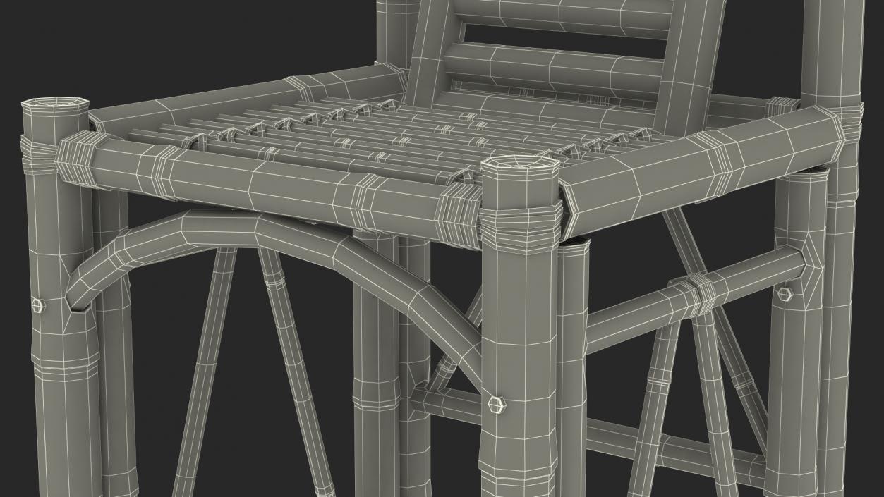 3D Bamboo Bar Stool Square model