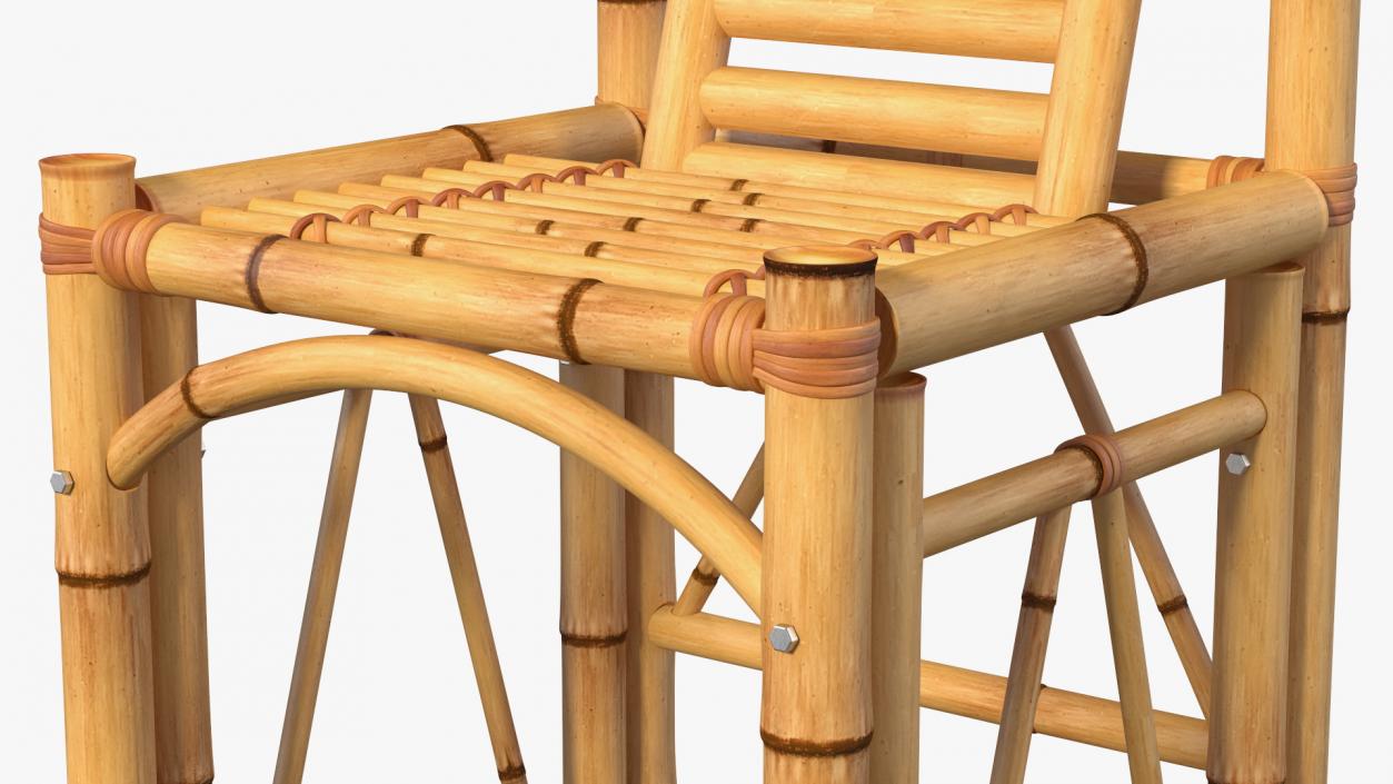 3D Bamboo Bar Stool Square model