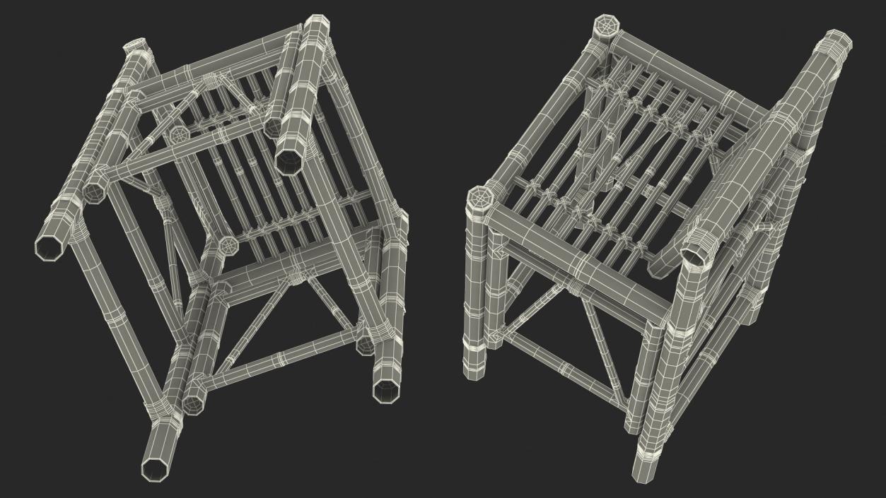 3D Bamboo Bar Stool Square model