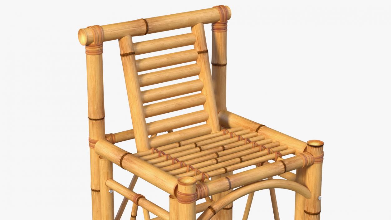 3D Bamboo Bar Stool Square model