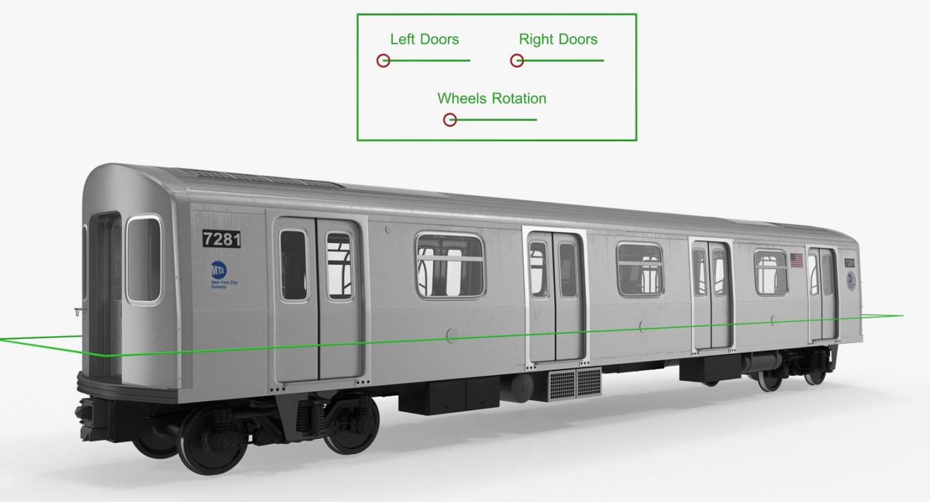 Subway Passanger Wagon R160 Rigged 3D model