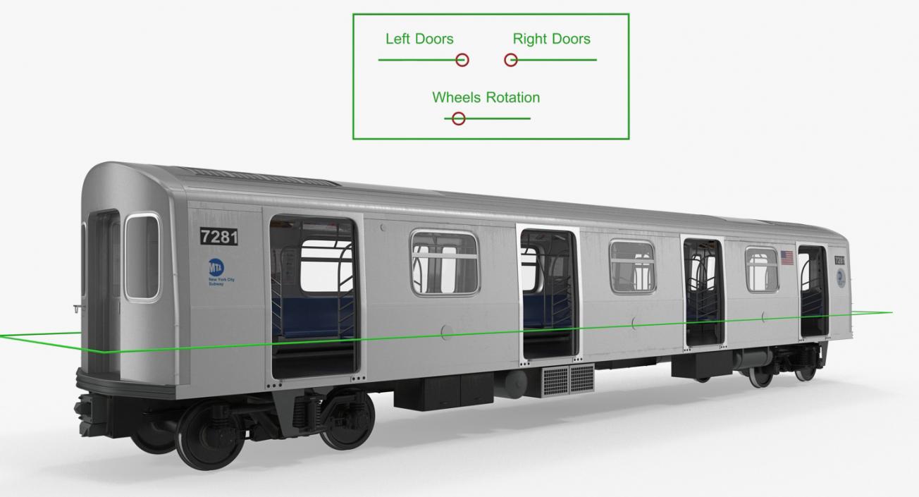 Subway Passanger Wagon R160 Rigged 3D model