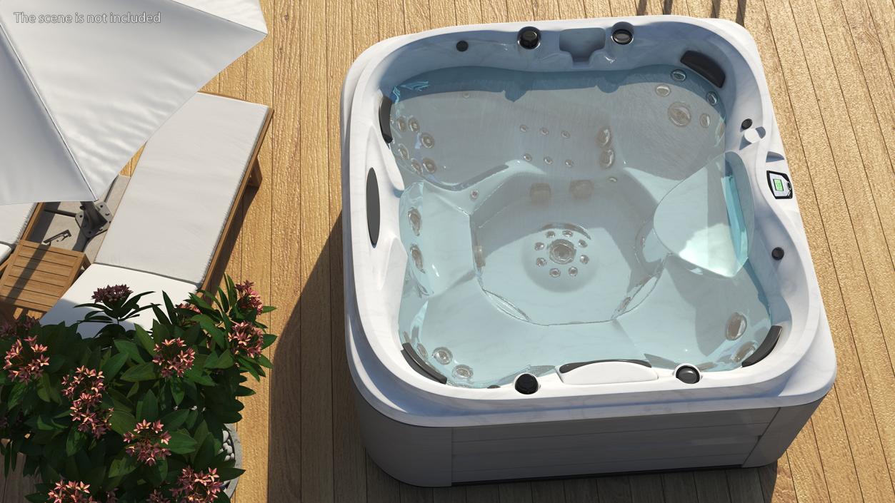 Large Hot Tub with Water 3D model